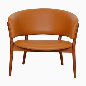 ND83 Lounge Chair in Teak and Cognac Aniline Leather by Nanna Ditzel, 1970s