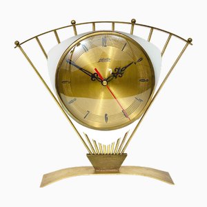 Mid-Century Atlanta Sunburst Brass Clock, 1950s