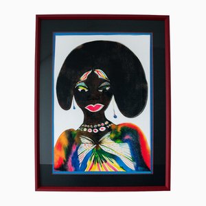 Chris Ofili, Afromuse Woman / Afromuse Men, 2014, Screen Print on Cotton Fabric, Framed