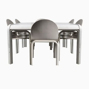 Set da pranzo Orsay in pelle di Gae Aulenti per Knoll, anni '70, set di 7