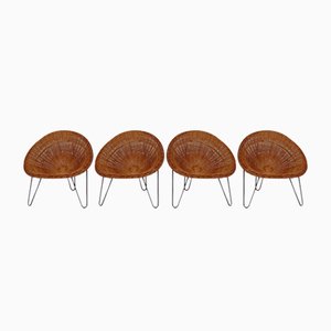 Chaises Mid-Century en Bambou, Allemagne, 1950s, Set de 4