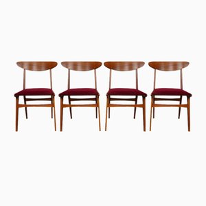 Mid-Century Walnut Dining Chairs, 1960s, Set of 4