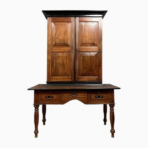 Early 20th Centuy Lacquered Mango Wood Secretary Cabinet