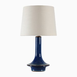 Danish Sculptural UFO Shaped Table Lamp in Blue Glaze from Søholm, 1960s