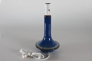 Danish Sculptural UFO Shaped Table Lamp in Blue Glaze from Søholm, 1960s