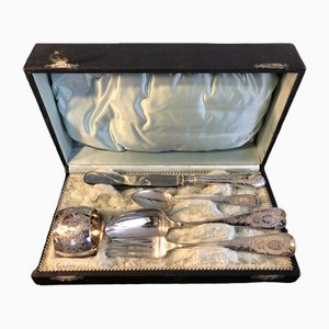 800 Silver Cutlery for 1 with Napkin Ring, 1890s, Set of 5