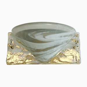 Brass and Murano Glass Wall Light from Hillebrand, 1975