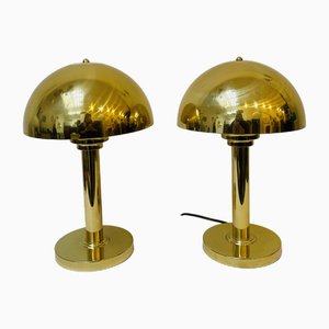 Italienische Sputnik Pils Tischlampen aus Messing, 1980er, 2er Set