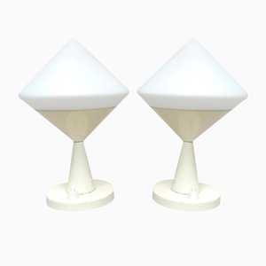 Small Space Age Table Lights in Beige and White, 1970s, Set of 2