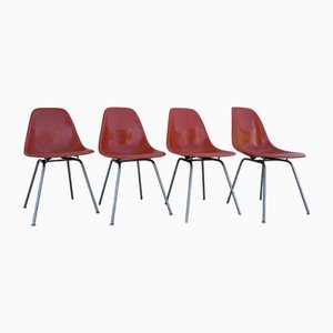 DSX Orange Chairs Set by Charles and Ray Eames for Herman Miller, 1960s, Set of 4