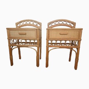 Vintage Rattan Nightstand, Set of 2