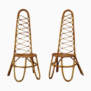 Chaises en Rotin et en Bambou de Bonacina, Italie, 1960s, Set de 2