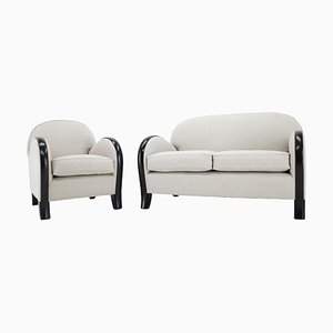 Italian Two-Seater Sofa and Armchair, 1940s, Set of 2