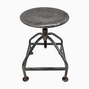 Tabouret Ajustable Vintage Industriel en Acier Brossé, 1950s