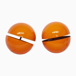 Kugelförmige Tischlampen in Orange von Andrea Modica für Lumess, 1990er, 2er Set