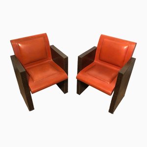 Fauteuils en Cuir, 1970s, Set de 2