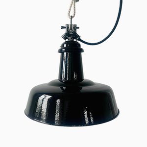Schwarze Bauhaus Lampe aus Emaille, 1920er-1930er