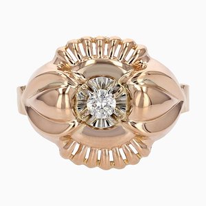 Französischer Ring aus 18 Karat Roségold mit Diamanten, 1960er