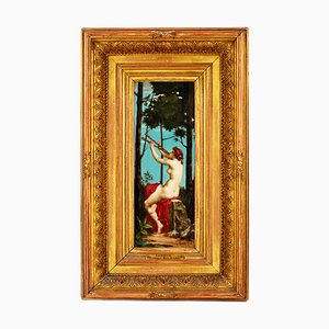 Hortense Richard, Mythical Figure, Porcelain Painting, Framed