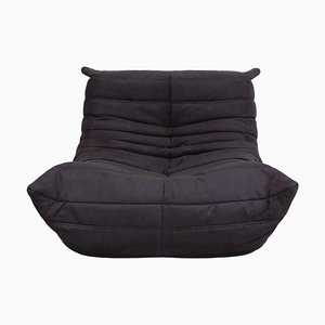 Poltrona Togo in tessuto alcantara nero di Michel Ducaroy per Ligne Roset, anni '70