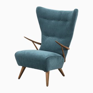Vintage Blue Wingback Armchair