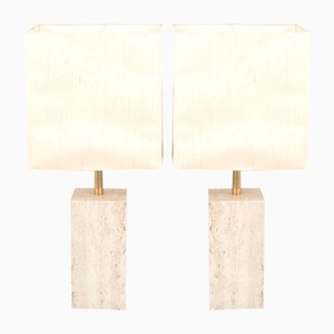 Lampes de Bureau en Travertin, Set de 2