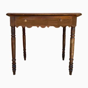 French Country Walnut Work Table with One Drawer, 1950s