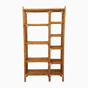 Large Vintage Rattan Shelf Library, 1960s