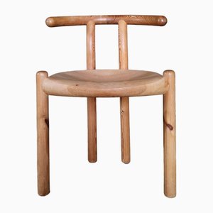 Sedia da pranzo scultorea in pino attribuita a Rainer Daumiller per Hirtshals Sawmill, Danimarca, anni '70