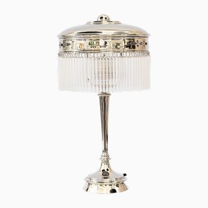 Art Deco Nickel-Plated Table Lamp with Glass Sticks, Vienna, 1920s