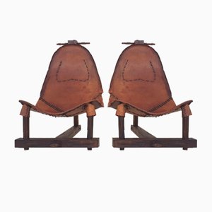 Fauteuils Saddle en Cuir, Brésil, 1960s, Set de 2