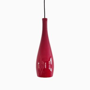 Red Glass Bang Pendant Lamp by Jacob E. Bang for Fog & Mørup, Denmark, 1960s