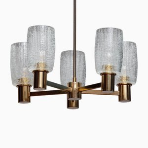 Large Brass Chandelier by Doria Leuchten, 1960