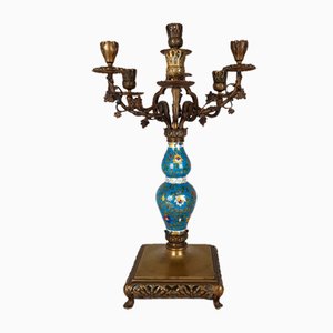 Candelabro in porcellana giapponese e bronzo