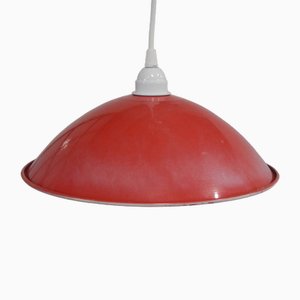 Lampade in metallo smaltato rosso, anni '80