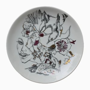 Birds 2009 Plate in Painted Porcelain by Ieva Liepina