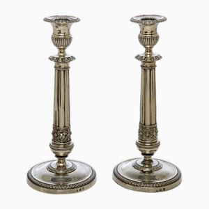 Neoclassical Candleholders in Silver, Set of 2