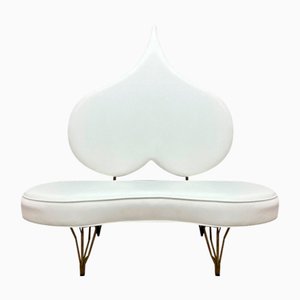 Sofá Heart Fiammette italiano vintage de cuero blanco de Domusnova