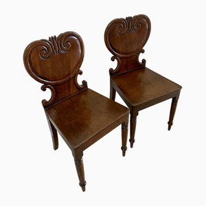Set of George III Mahogany Hallway Chairs, 1820s
