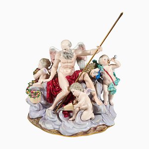 Grande gruppo allegorico dell'aria attribuito a MV Acier per Meissen, Germania, 1850s