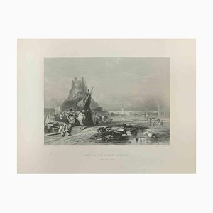 Edward Francis Finden, Castillo de Holy Island, grabado de E.Finden, 1845