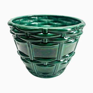 Vaso da fiori Art Nouveau fatto a mano e smaltato a mano di Saint Clement, anni '30