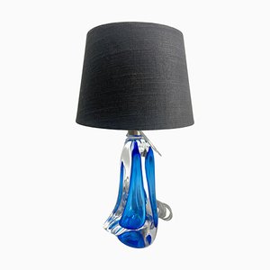 Twisted Sommerso Tischlampe aus Kristallglas von Val Saint Lambert, 1953