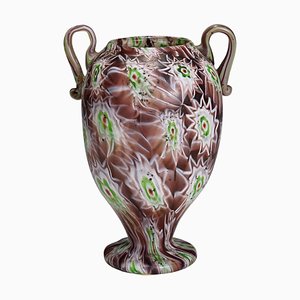 Antike Millefiori Vase in Lila von Fratelli Toso, 1890er