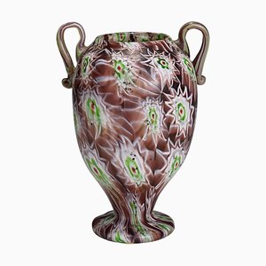 Antique Millefiori Vase in Purple by Fratelli Toso, 1890s