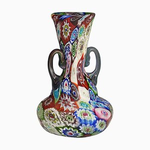 Antike Millefiori Vase mit Griffen von Fratelli Toso, 1890er