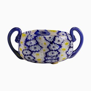 Antique Millefiori Bowl in Blue by Fratelli Toso, 1890s