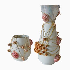 Jarrones con alambres de porcelana de Inese Brants, década de 2000. Juego de 2