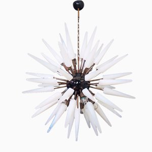Lámpara de araña Sputnik de cristal de Murano opalino, años 2000