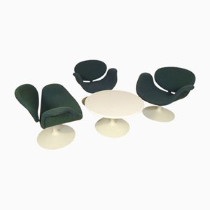 20th Century Tulip Model Armchairs and Coffee Table by Paulin for Artifort, Set of 4
